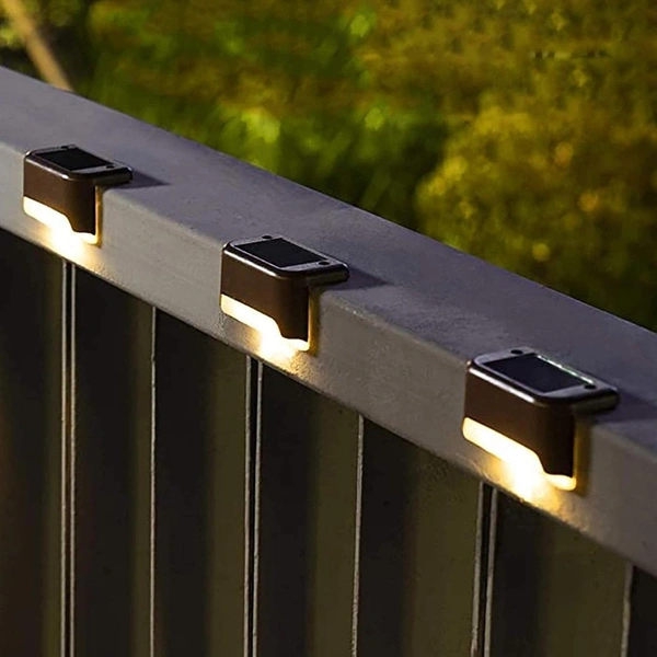 4PCS SOLAR STAIR LAMP, Outdoor Solar LED Lights for Balcony & Garden | Waterproof Warm Yellow Step Lights (Pack of 4) – Solar Powered Diwali Decoration Lamps(2654)