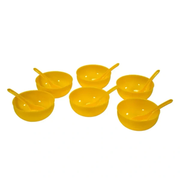 SOUP BOWL SET 6PCS, Plastic Soup Bowl & Spoon Set for Kitchen (2105) - Pack of 6