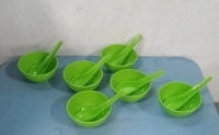 SOUP BOWL SET 6PCS, Plastic Soup Bowl & Spoon Set for Kitchen (2105) - Pack of 6