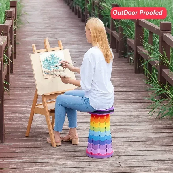 FOLDING STOOL, Portable Telescopic Folding Stool | Adjustable Lightweight Retractable Chair for Camping, Travel & Outdoor Use(2647)