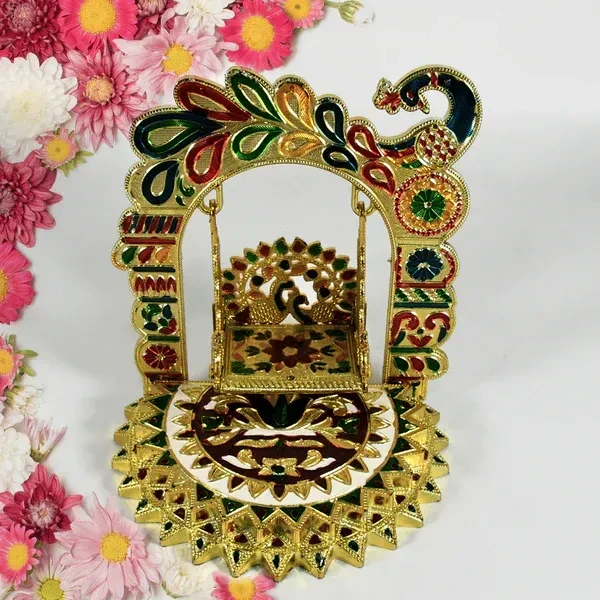 BAL GOPAL GOLDEN JHULA, Premium Bal Gopal Jhula | Decorative Swing Sihasan for Home & Office Temple Décor(2488)