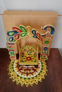 BAL GOPAL GOLDEN JHULA, Premium Bal Gopal Jhula | Decorative Swing Sihasan for Home & Office Temple Décor(2488)