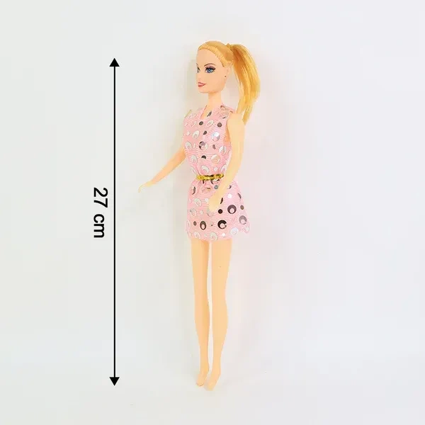 FASHION DOLL TOY, Premium Fashion Doll with Polka-Dot Dress & Stylish Belt – Collectible Toy for Kids (1 Pc)(2596)