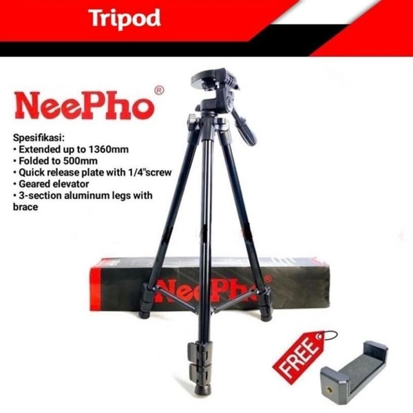 TRIPOD 3180, NeePho NP-3180 Professional Tripod for Mobile & DSLR | 1360mm Height, 360° Rotation, Quick Release Plate, Universal 1/4'' Screw | ABS+PC Heavy Duty Camera Stand, Foldable 500mm(2733)