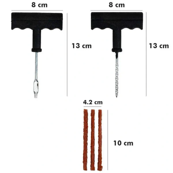 TYRE REPAIR KIT, Tubeless Tyre Puncture Repair Kit – Heavy Duty Emergency Tyre Patch Kit for Car & Bike(173)