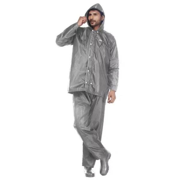 RAINCOAT NANO F, Rain Coat for Men Waterproof Raincoat with Pants Polyester Reversible Double Layer Rain Coat For Men Bike Rain Suit Rain Jacket Suit Inner - Gray