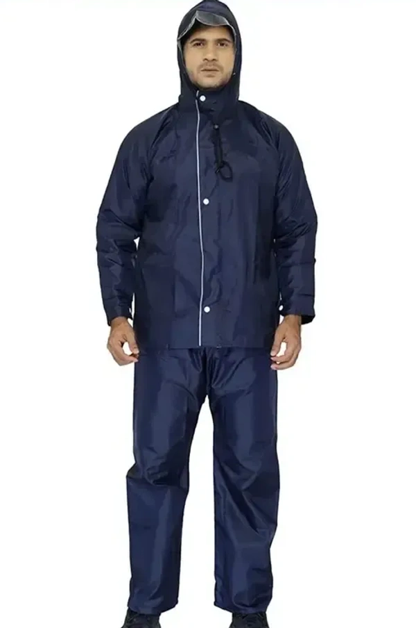 L SIZE RAINCOAT REVERSIBLE,Rain Coat for Men Waterproof Raincoat with Pants Polyester Reversible Double Layer Rain Coat For Men Bike Rain Suit Rain Jacket Suit Inner(1112) - L Size, Blue