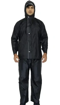 L SIZE RAINCOAT REVERSIBLE,Rain Coat for Men Waterproof Raincoat with Pants Polyester Reversible Double Layer Rain Coat For Men Bike Rain Suit Rain Jacket Suit Inner(1112) - L Size, Black