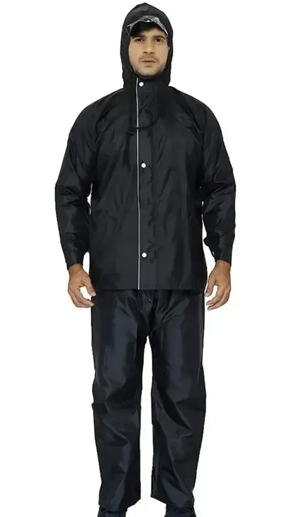 L SIZE RAINCOAT REVERSIBLE,Rain Coat for Men Waterproof Raincoat with Pants Polyester Reversible Double Layer Rain Coat For Men Bike Rain Suit Rain Jacket Suit Inner(1112) - L Size, Black