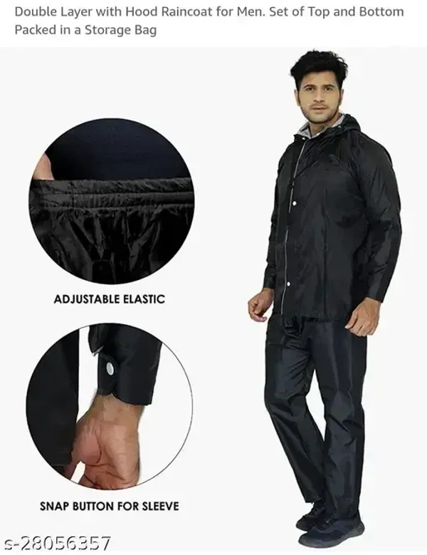 RAINCOAT NANO F, Rain Coat for Men Waterproof Raincoat with Pants Polyester Reversible Double Layer Rain Coat For Men Bike Rain Suit Rain Jacket Suit Inner - Gray