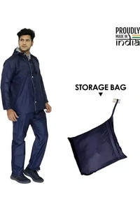 L SIZE RAINCOAT REVERSIBLE,Rain Coat for Men Waterproof Raincoat with Pants Polyester Reversible Double Layer Rain Coat For Men Bike Rain Suit Rain Jacket Suit Inner(1112) - L Size, Blue