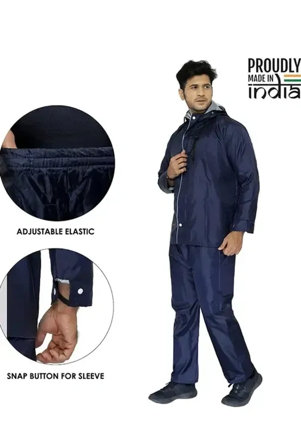 L SIZE RAINCOAT REVERSIBLE,Rain Coat for Men Waterproof Raincoat with Pants Polyester Reversible Double Layer Rain Coat For Men Bike Rain Suit Rain Jacket Suit Inner(1112) - L Size, Blue