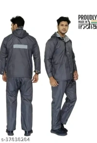 L SIZE RAINCOAT REVERSIBLE,Rain Coat for Men Waterproof Raincoat with Pants Polyester Reversible Double Layer Rain Coat For Men Bike Rain Suit Rain Jacket Suit Inner(1112) - L Size, Gray