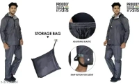 L SIZE RAINCOAT REVERSIBLE,Rain Coat for Men Waterproof Raincoat with Pants Polyester Reversible Double Layer Rain Coat For Men Bike Rain Suit Rain Jacket Suit Inner(1112) - L Size, Gray