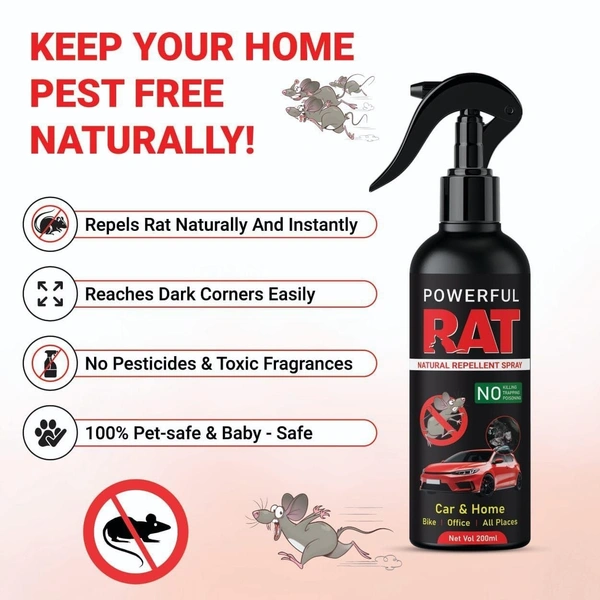 RAT REPELLENT SPRAY, No Entry Rat Repellent Spray for Car & Home | Odour-Free Rodent Repellent Spray 250ml – Protects Cars, Bikes & Offices(2656)
