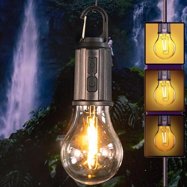 CAMPING LAMP, Rechargeable Camping Hanging Bulb – Warm Light with 3 Modes, Tent Lamp for Hiking, Backpacking, Emergency & Outdoor Decoration(2037)