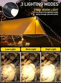 CAMPING LAMP, Rechargeable Camping Hanging Bulb – Warm Light with 3 Modes, Tent Lamp for Hiking, Backpacking, Emergency & Outdoor Decoration(2037)