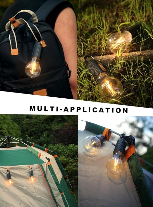CAMPING LAMP, Rechargeable Camping Hanging Bulb – Warm Light with 3 Modes, Tent Lamp for Hiking, Backpacking, Emergency & Outdoor Decoration(2037)
