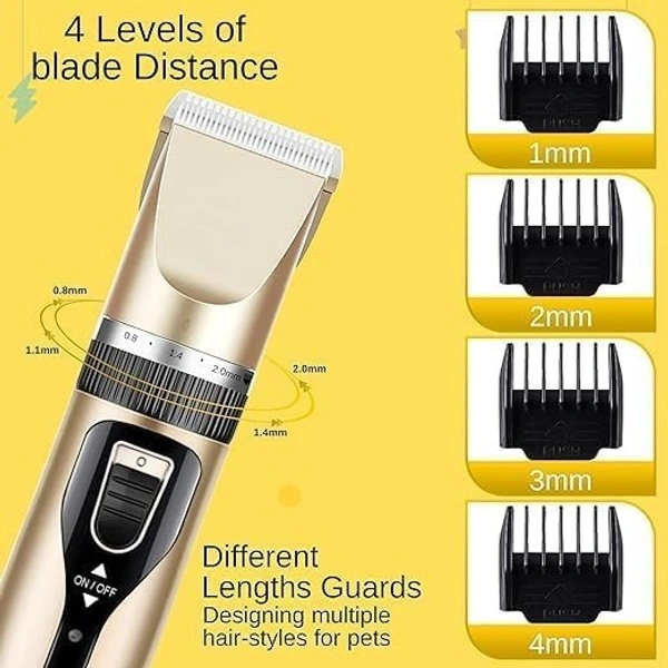 PET HAIR TRIMMER, Pet Grooming Kit Dog & Cat Hair Clipper | Gold Pet Hair Trimmer with Adjustable Combs for Safe & Easy Grooming(2800)
