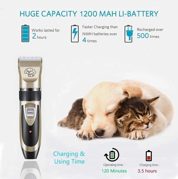 PET HAIR TRIMMER, Pet Grooming Kit Dog & Cat Hair Clipper | Gold Pet Hair Trimmer with Adjustable Combs for Safe & Easy Grooming(2800)