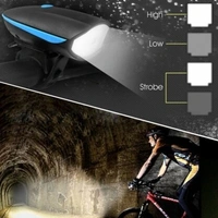 CYCLE LIGHT WITH HORN, Cycle Light & Horn Combo – USB Rechargeable Waterproof Bicycle Horn with 3-Mode LED Front Headlight for Night Riding(1951)