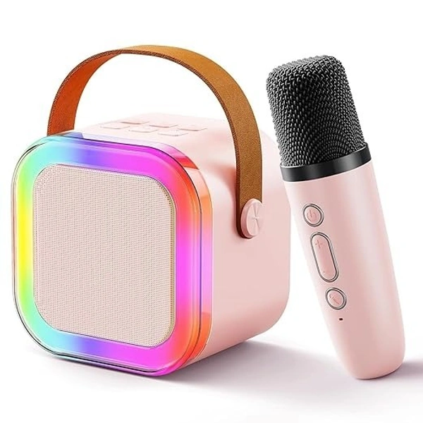 KARAOKE SPEAKER MIC, Karaoke Machine for Kids Adults, Mini Portable Blue-Tooth Karaoke Speaker with Wireless Microphone and Dynamic Lights Birthday Gift Home Outdoor Travel   (2317)      