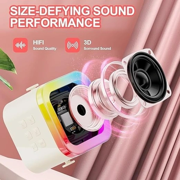 KARAOKE SPEAKER MIC, Karaoke Machine for Kids Adults, Mini Portable Blue-Tooth Karaoke Speaker with Wireless Microphone and Dynamic Lights Birthday Gift Home Outdoor Travel   (2317)      