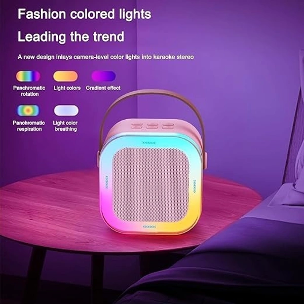 KARAOKE SPEAKER MIC, Karaoke Machine for Kids Adults, Mini Portable Blue-Tooth Karaoke Speaker with Wireless Microphone and Dynamic Lights Birthday Gift Home Outdoor Travel   (2317)      