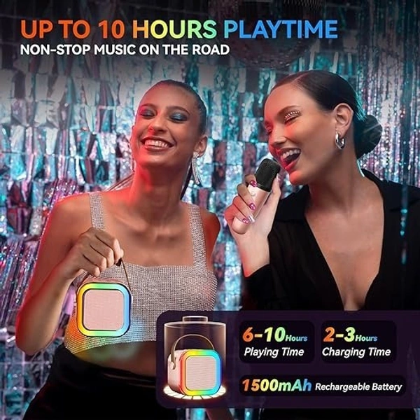 KARAOKE SPEAKER MIC, Karaoke Machine for Kids Adults, Mini Portable Blue-Tooth Karaoke Speaker with Wireless Microphone and Dynamic Lights Birthday Gift Home Outdoor Travel   (2317)      