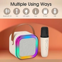 KARAOKE SPEAKER MIC, Karaoke Machine for Kids Adults, Mini Portable Blue-Tooth Karaoke Speaker with Wireless Microphone and Dynamic Lights Birthday Gift Home Outdoor Travel   (2317)      