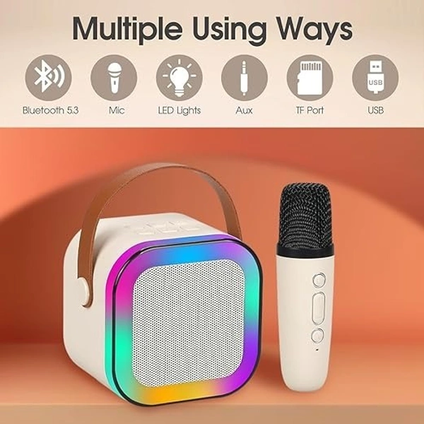 KARAOKE SPEAKER MIC, Karaoke Machine for Kids Adults, Mini Portable Blue-Tooth Karaoke Speaker with Wireless Microphone and Dynamic Lights Birthday Gift Home Outdoor Travel   (2317)      