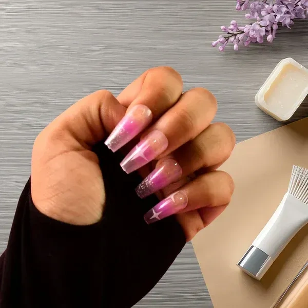 AFTIFICIAL NAILS,Reusable Press-On Artificial Nails with Adhesive Stickers – 1 Packet(2454)
