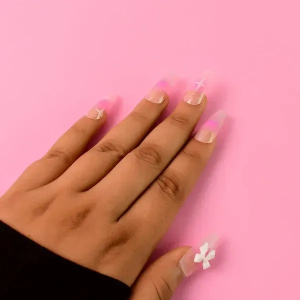 AFTIFICIAL NAILS,Reusable Press-On Artificial Nails with Adhesive Stickers – 1 Packet(2454)