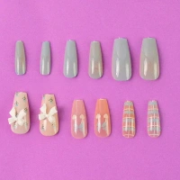 AFTIFICIAL NAILS,Reusable Press-On Artificial Nails with Adhesive Stickers – 1 Packet(2454)