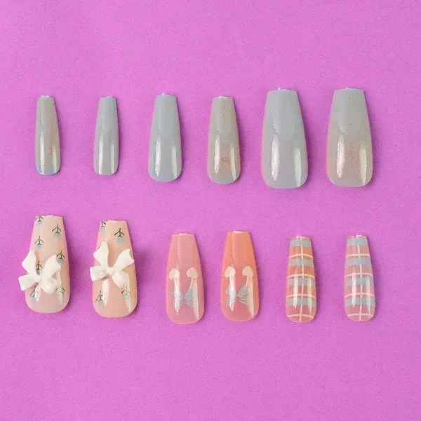 AFTIFICIAL NAILS,Reusable Press-On Artificial Nails with Adhesive Stickers – 1 Packet(2454)