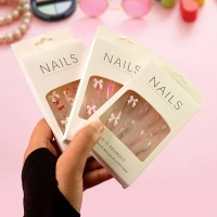 AFTIFICIAL NAILS,Reusable Press-On Artificial Nails with Adhesive Stickers – 1 Packet(2454)
