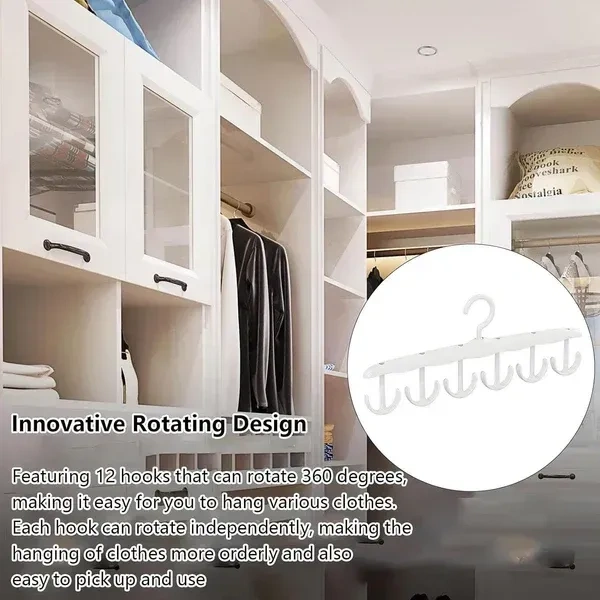 SPACE SAVING HANGER, Rotatable 12-Hook Tank Top Hanger | Space-Saving Closet Organizer for Dorms & Apartments(2666)