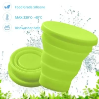 SILICON FOLD CUP, Round Silicone Foldable Glass / Cup, Foldable Travel Mug With Lid (1 Pc)  (2221) - Mix Color