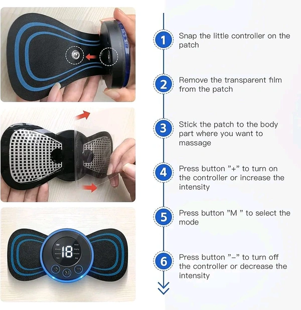 BUTTERFLY MASSAGER Mini Massager with Rechargeable, butterfly mini massager, ems massager, neck massager for cervical pain, mini massager, For Men,Women,Shoulder,Arms,Legs,Neck Full Body (1078)