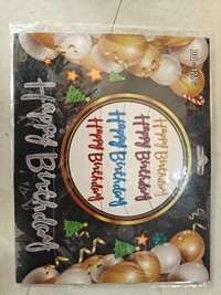 Happy Birthday Banner Glitter Black Happy Birthday Party Cursive Glitter Banner - Premium Metallic Finish, Effortless Setup Black (10 feet) with Cake Topper & Ribbon (Pack of 1) (1512)