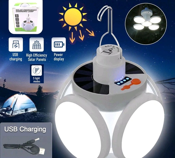 SOLAR EMERG.CHARG.LAMP, Solar Multi-Functional Emergency LED Light – USB Rechargeable, 5 Modes, Foldable, SOS & IP65 Waterproof(1615)