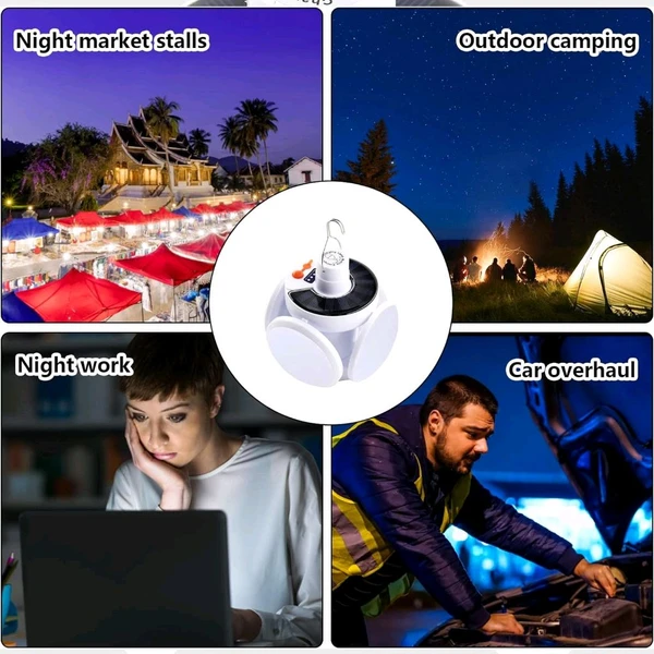 Solar Multi-Functional Emergency LED Light Bulb With USB Charging, LED Camping Lamp, Camping Lamp, USB Rechargeable, 5 Brightness Light Modes, Foldable Camping Light, SOS IP65 Waterproof Camping Light, Blackout Emergency Equipment, Camping Gadgets