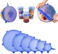 6PCS SILICONE LID COVER (1634), 6 Pcs Silicone Lid Cover Silicon Lids Kitchenware (1634) - Blue