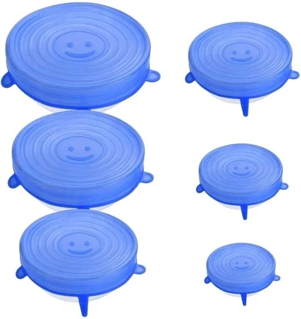 6PCS SILICONE LID COVER 6 Pcs Silicone Lid Cover Silicon Lids Kitchenware - Blue