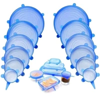 6PCS SILICONE LID COVER (1634), 6 Pcs Silicone Lid Cover Silicon Lids Kitchenware (1634) - Blue