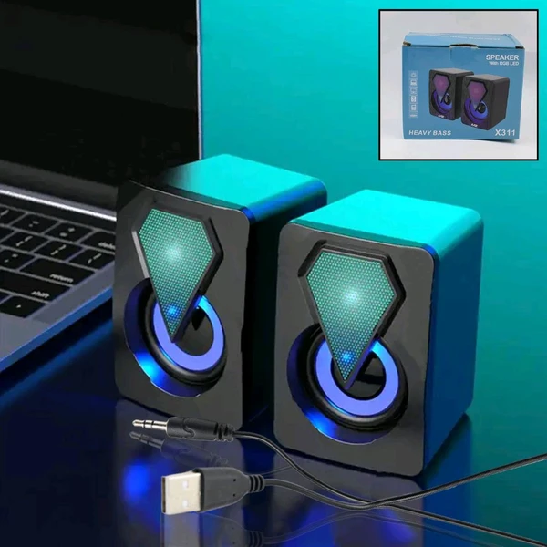 2PCS DESKTOP SPEAKER RGB Desktop Speakers, Plug, and Play USB Powered Speaker (2 Pc Set)