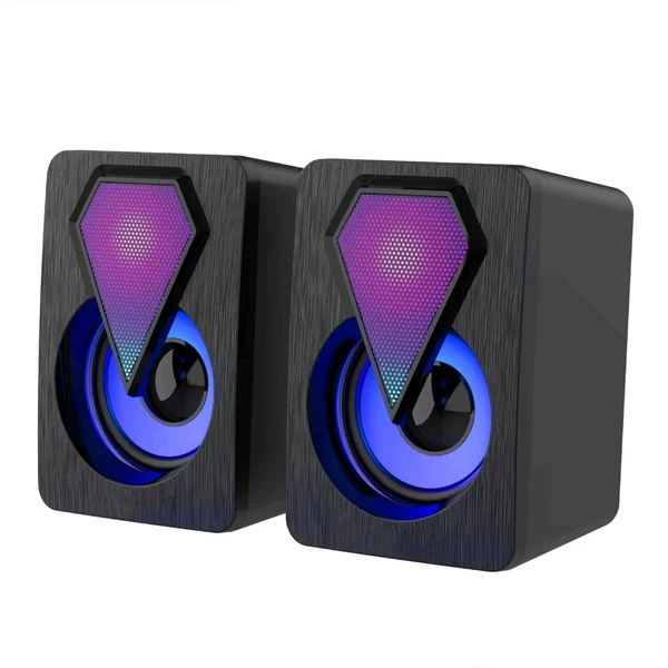 2PCS DESKTOP SPEAKER RGB Desktop Speakers, Plug, and Play USB Powered Speaker (2 Pc Set)