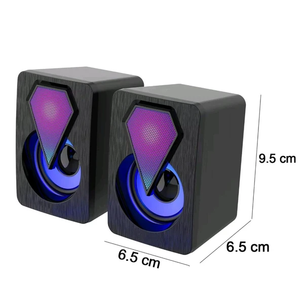 2PCS DESKTOP SPEAKER RGB Desktop Speakers, Plug, and Play USB Powered Speaker (2 Pc Set)