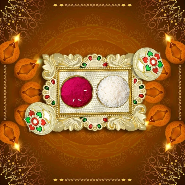 KUMKUM DISH Rakasha Bandhan Special Puja Thali, Kumkum Thali Holder, Pooja Return Gift, Indian Housewarming Gifts, Brother / Bhai / Bhabhi / Sister / Family Rakhi for Rakshabandhan, Diwali