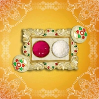 KUMKUM DISH Rakasha Bandhan Special Puja Thali, Kumkum Thali Holder, Pooja Return Gift, Indian Housewarming Gifts, Brother / Bhai / Bhabhi / Sister / Family Rakhi for Rakshabandhan, Diwali (1628)